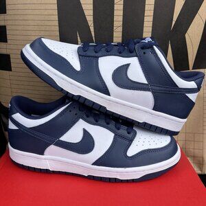 NEW Nike Dunk Low White Midnight Navy Blue FB9109 116 Women Size 7.5 / 6Y